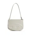 Diesel White Leather Shoulder Bag With Tone-on-tone Logo Insert In White