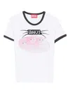Diesel White Cotton T-shirt With Print And Contrasting Edges In White