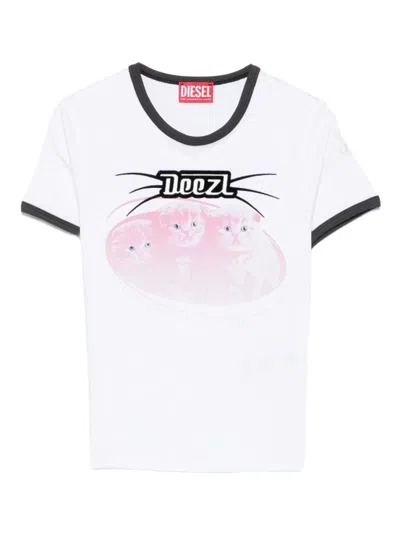 DIESEL WHITE LOGO CREWNECK T-SHIRT