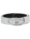 DIESEL WHITE LOGO-PLAQUE LEATHER BELT,X09716P124520265611