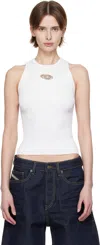 Diesel Sleeveless Ribbed Knit Top With Metallic Logo Detail In 100