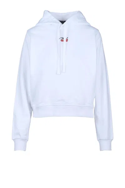 Diesel White Minimalist Hooded Sweatshirt In Pink