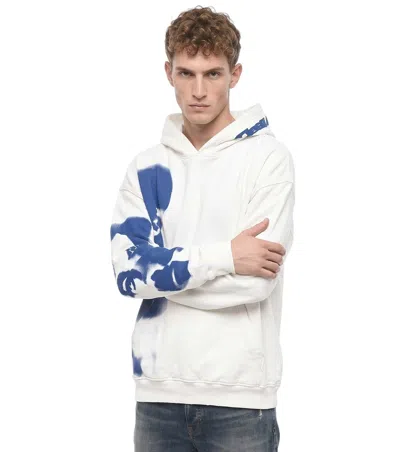 Diesel Distressed Hoodie With Smudgy Print In White