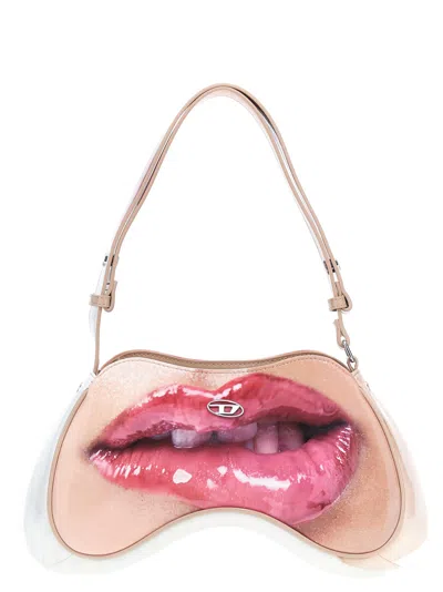 DIESEL WHITE PLAY SHOULDER BAG