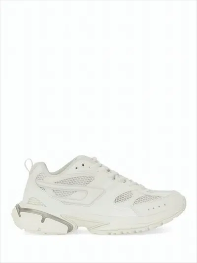 Diesel White Polyester Sneakers With Mesh Accents