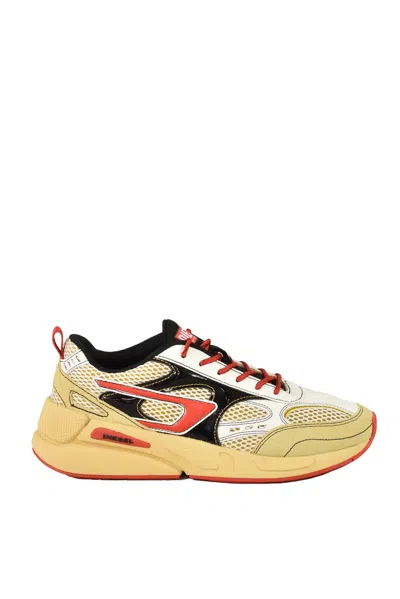 DIESEL WHITE RUBBERIZED RUBBER SNEAKERS