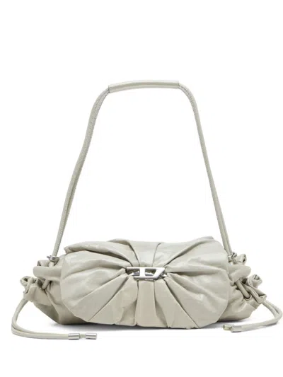 Diesel White Scrunch-d Small Shoulder Bag In Green