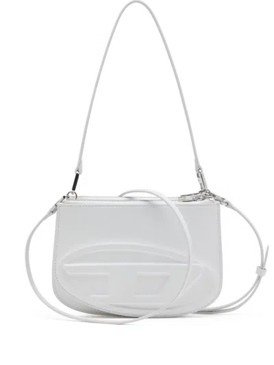 Diesel White Shoulder Bag With Top Zip Fastening