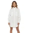 Diesel White Solid Shirt Collar Mini Dress In White