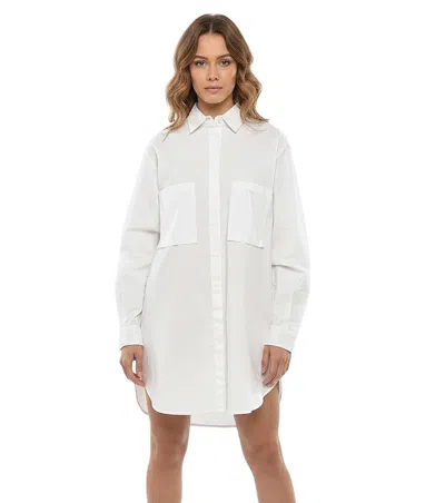 Diesel White Solid Shirt Collar Mini Dress