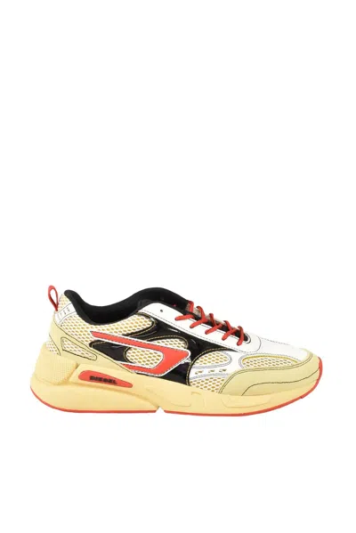 Diesel White Rubberized Rubber Sneakers In Neutral