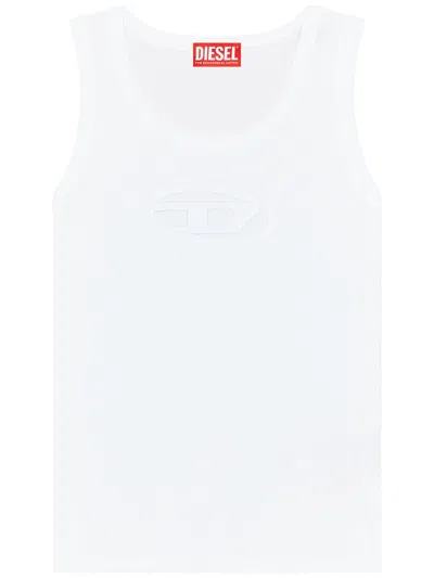 Diesel White Stretch Cotton T-lynys Tank Top In Multicolor
