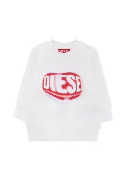 Diesel White Sweatshirt For Baby Boy With Logo