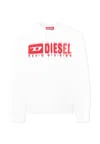 Diesel White Sweatshirt For Boy With Logo In White