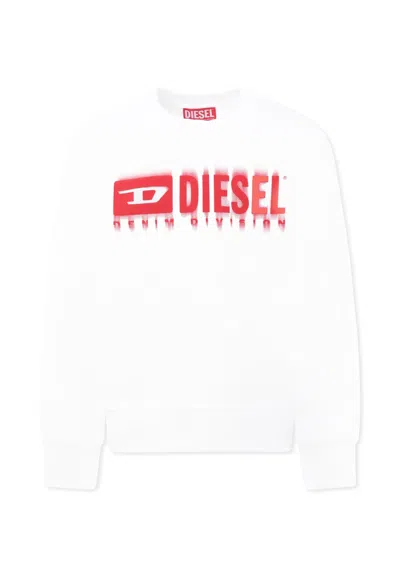 Diesel Kids' White Sweatshirt For Boy With Logo