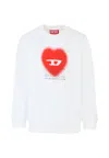 Diesel White Sweatshirt For Girl With Heart In White