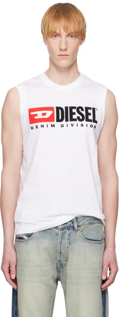 Diesel T-isco-div Cotton Tank Top In White