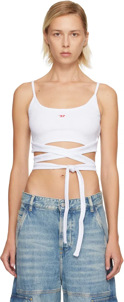 Diesel Womens 100 T-leya-tail Wrap-around Cotton-jersey Top In White