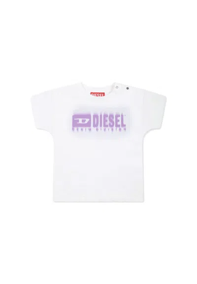 Diesel White T-shirt For Baby Girl With Logo
