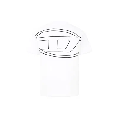 Diesel Kids' Oval-d Embroidery Loose Cotton T-shirt In White