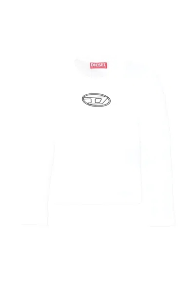 Diesel Kids' White T-shirt For Girl With Black Logo