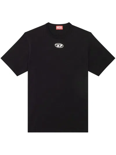 DIESEL WHITE T-SHIRT WITH EMBROIDERED OVAL LOGO