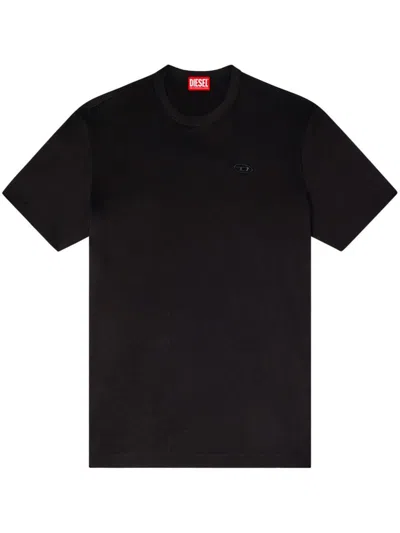 Diesel White T-shirt With Embroidered Oval Logo In Black