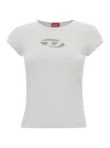 Diesel White T-shirt With Oval D Cut Out Detail In Stretch Cotton Woman