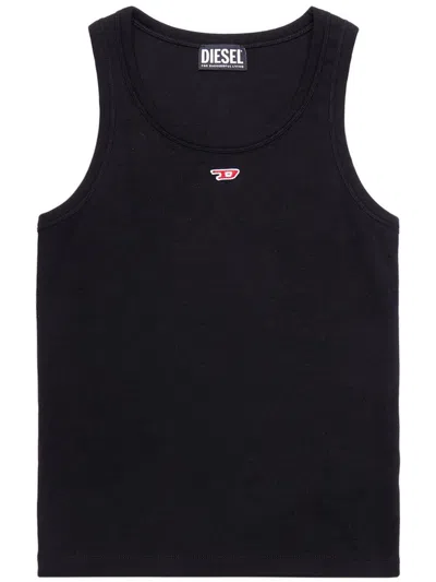 Diesel White Tank Top With Logo In Black