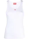 Diesel White Tank Top With Logo  In White