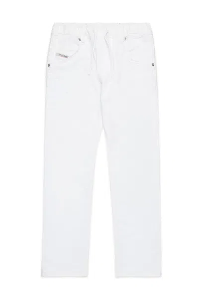 Diesel Kids' White Tapered Joggjeans With Abrasions