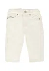 Diesel White Trousers For Baby Boy With Logo In White