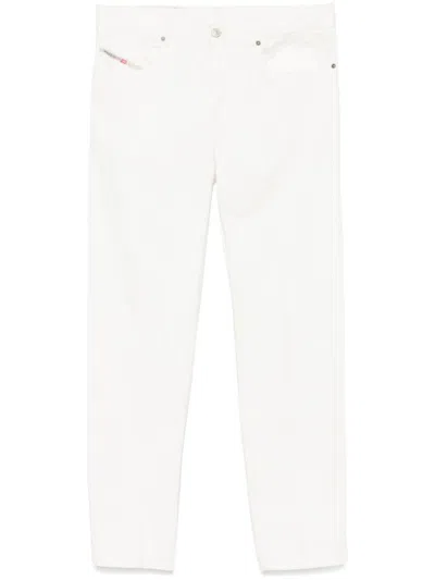 Diesel White Trousers With Tailored Silhouette And Five-pocket Design In Beige
