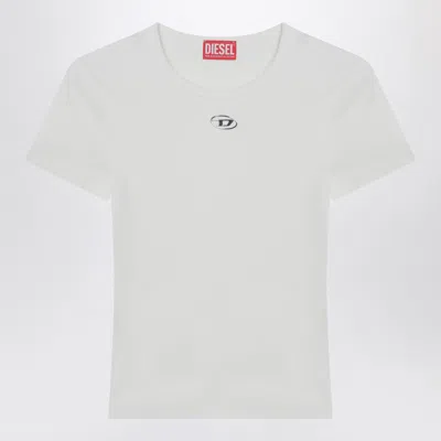 Diesel Women White T-shirt With Logo On The Front And Ribbed Design In Cotton Woman