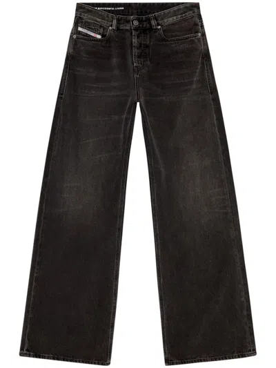DIESEL WIDE-LEG BLACK JEANS WITH CLASSIC FIVE-POCKET STYLING