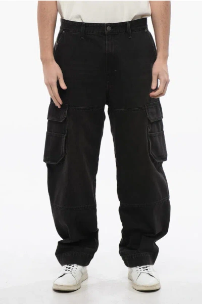 Diesel Wide Leg D-fish Cargo Jeans 23cm L32 In Black