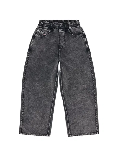 Diesel Wide Leg Denim Jeans In Grey