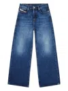 Diesel Wide-leg Denim Jeans With Relaxed Fit In Blue