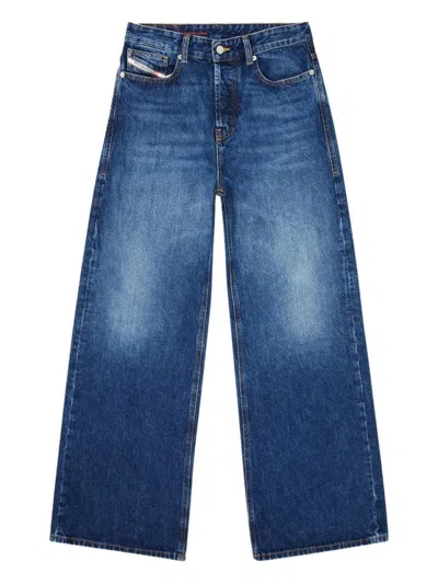 Diesel Wide-leg Denim Jeans With Relaxed Fit In Blue