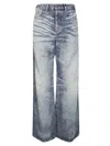 Diesel Wide-leg Denim Pants With Acid-wash Effect In Gray