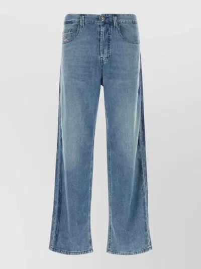 Diesel Wide Leg Denim Trousers Belt Loops In Blue