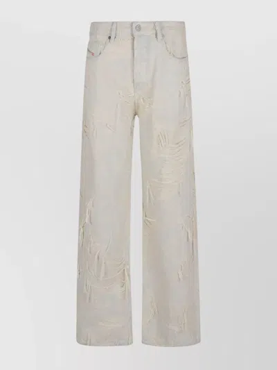 Diesel Wide-leg Distressed Trousers Pockets In Multicolor