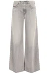 Diesel Wide-leg High-waist Denim Jeans With Five Pockets In Gray