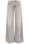 Diesel Wide-leg High-waist Denim Jeans With Five Pockets In Gray