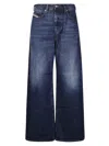 Diesel Wide-leg High-waist Denim Jeans With Vintage Wash In Blue