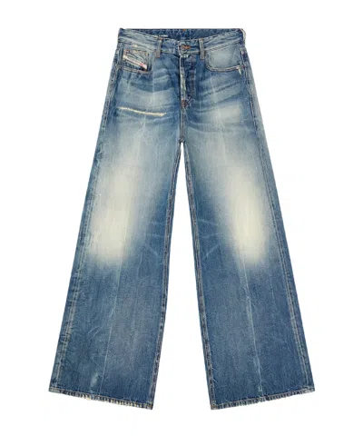Diesel Wide Leg Jeans In Blue