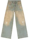 Diesel Wide-leg Jeans With A Worn-in Effect In Blue