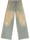 Diesel Wide-leg Jeans With A Worn-in Effect In Blue