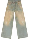 Diesel Wide-leg Jeans With A Worn-in Effect In Blue