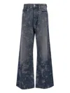 Diesel Wide-leg Jeans With Distressed Texture In Blue